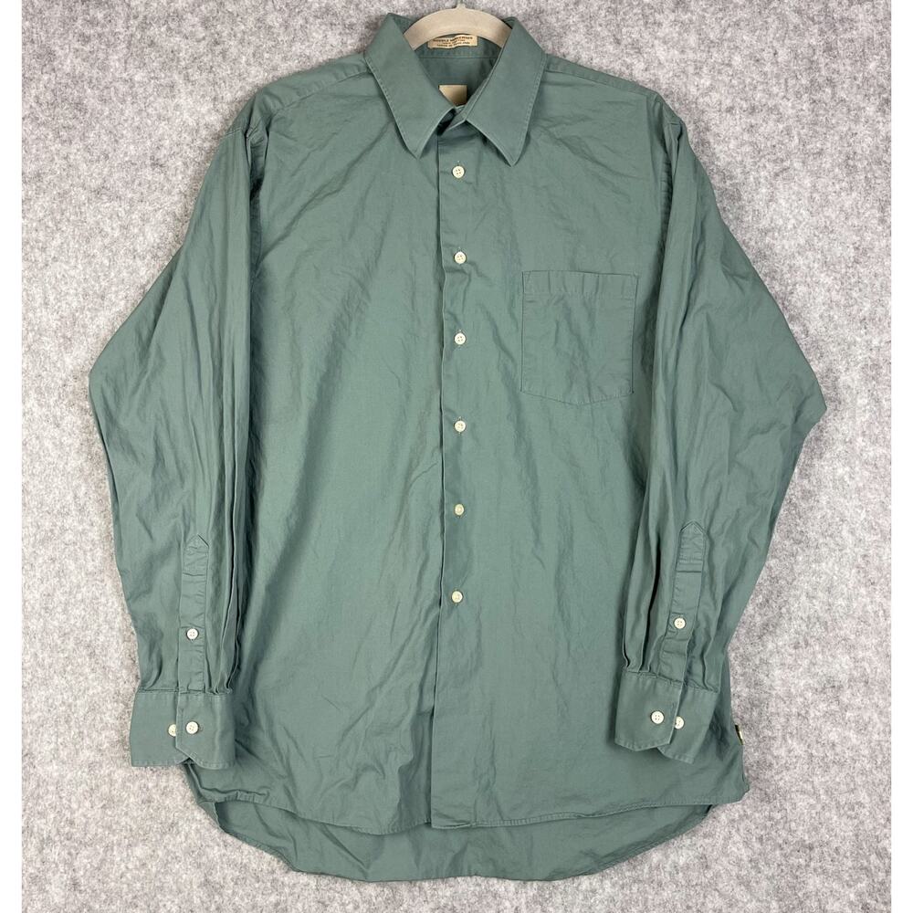 Joe Joseph Abboud Shirt Mens 16.5 34/35 Green Double Mercerized Cotton Button Up